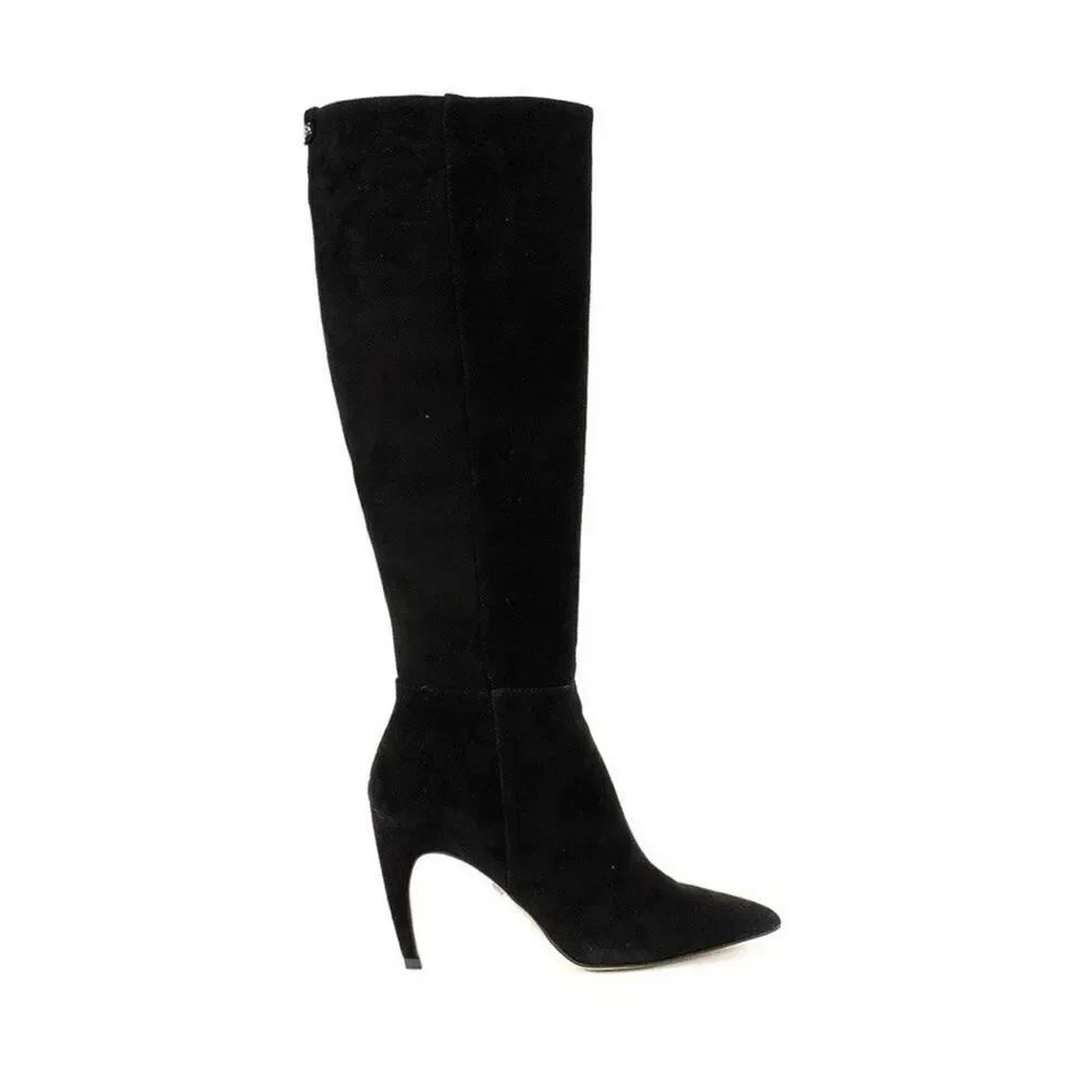 Sam Edelman Black Suede Tall Stiletto Heel Boots Size 9
